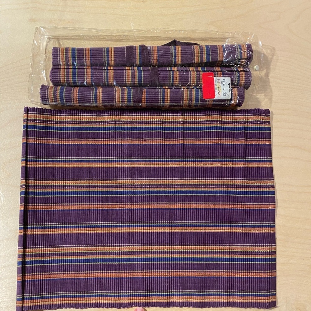 Set of 4 Striped Purple and Gold Placemats (NH)